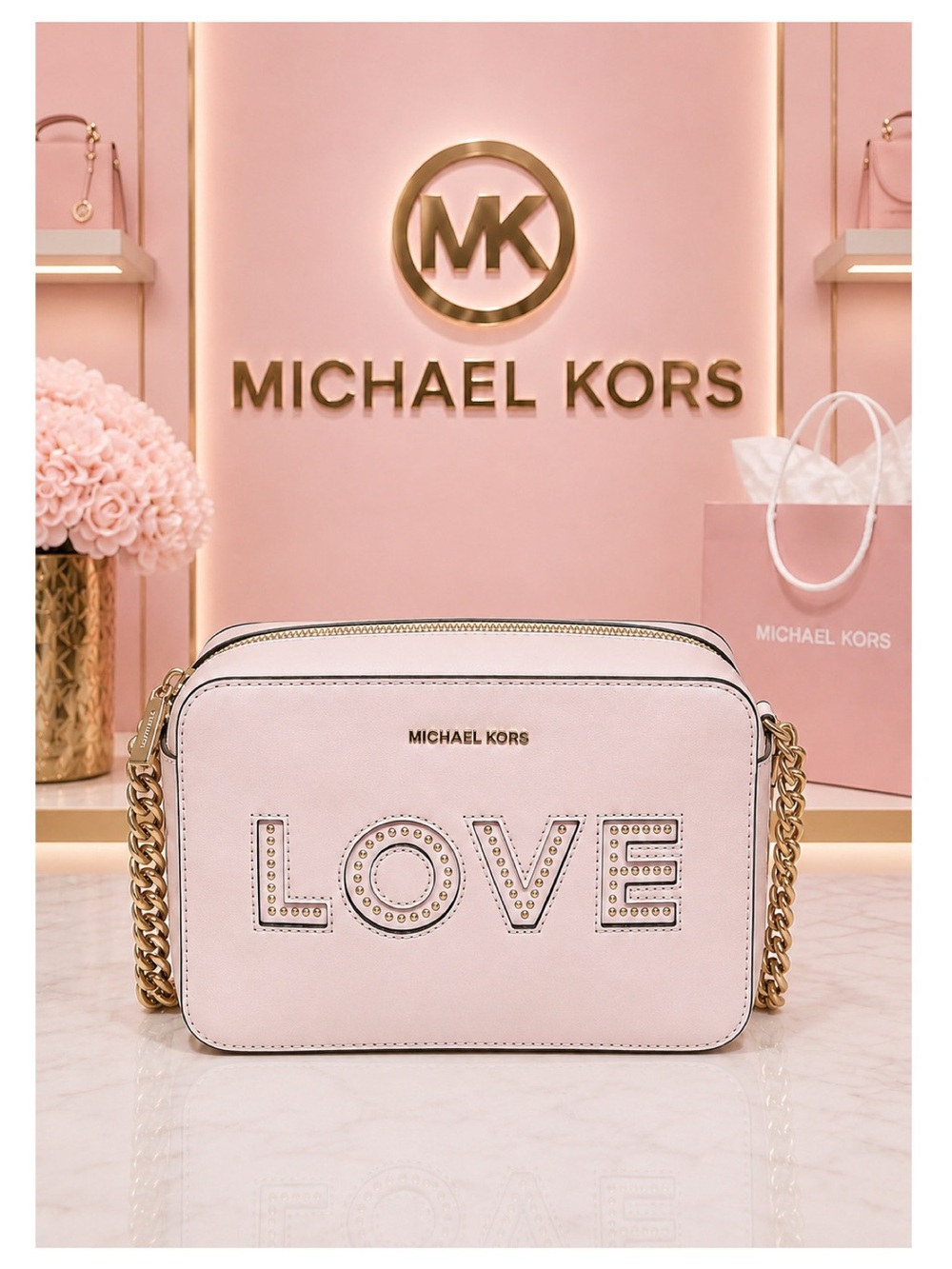 Michael Kors Ginny “Love” Limited Edition Camera Bag & Free Bag Charm & Dust Bag - Picture 7 of 16